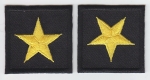 1 Star Medium Gold on Black Collar patches 1.5"